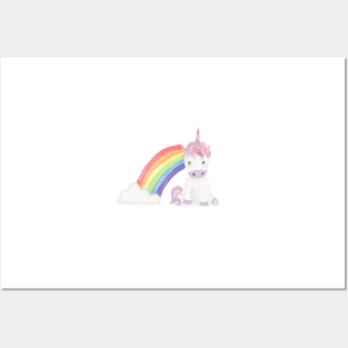 Kawaii Unicorn + Rainbow Posters and Art